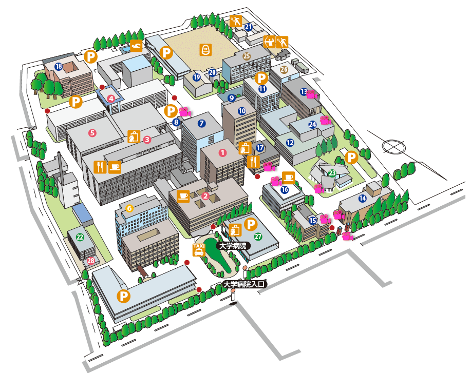 岡山大学鹿田キャンパスマップ