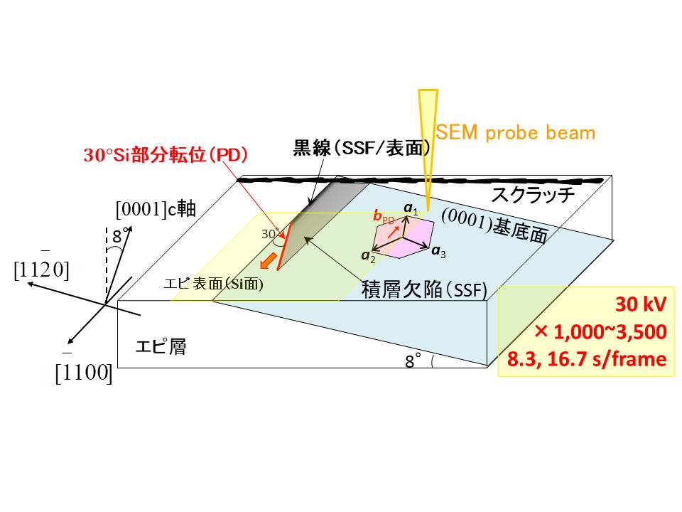 SEMによる電子線照射模式図